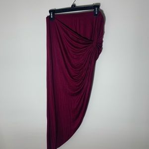 Maroon high low skirt